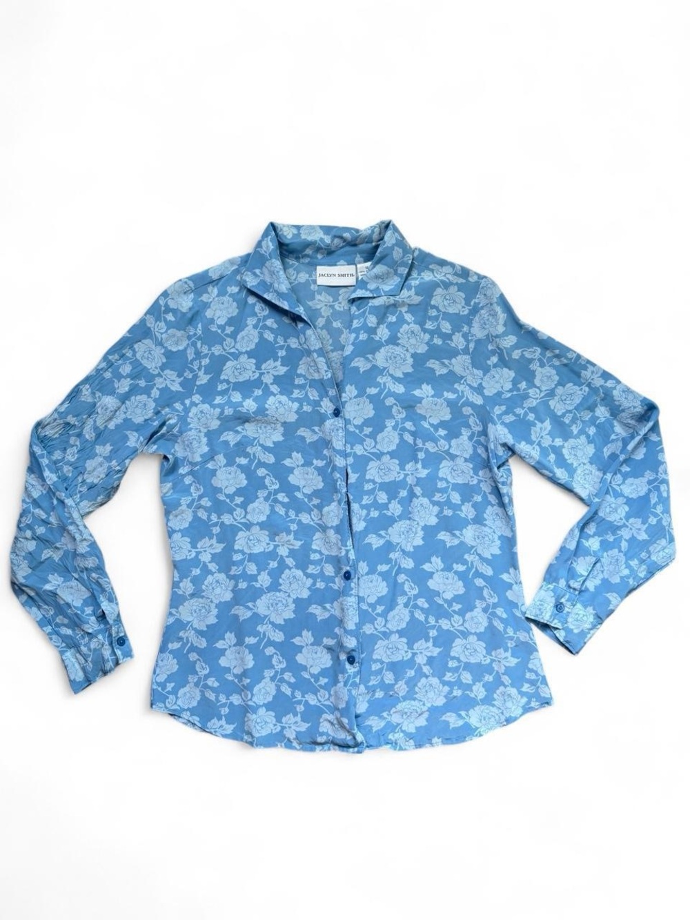 Jaclyn Smith Blue Floral Button-Down Shirt